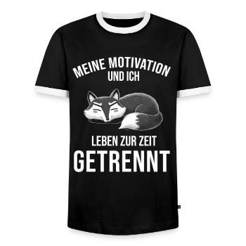Lazy Tshirt Work Fox Funny Sarcasm Office - Men's Ringer Shirt - black/white - Front - AI Model Female 172 light (172cm) & AI Model Male 178 light (178cm)