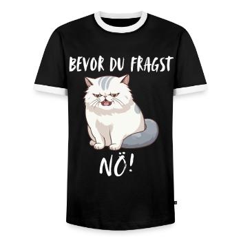 T-shirt chat Drôle Drôle Humour Sarcasme Ironie - T-shirt contrasté Homme - noir/blanc - Devant - AI Model Female 172 light (172cm) & AI Model Male 178 light (178cm)