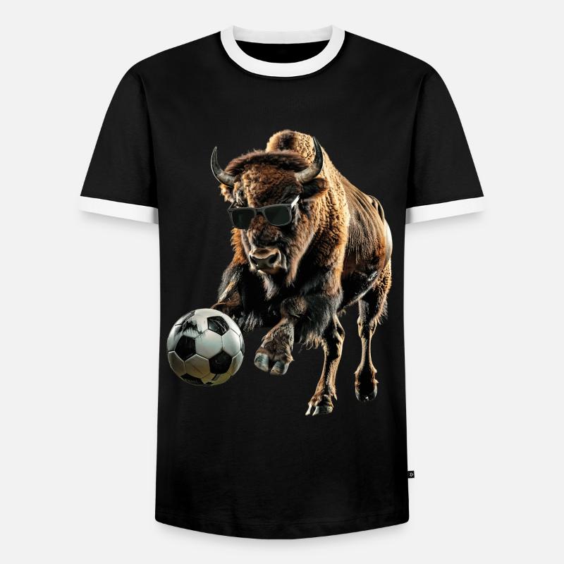 Bison - Men's Ringer Shirt - black/white
