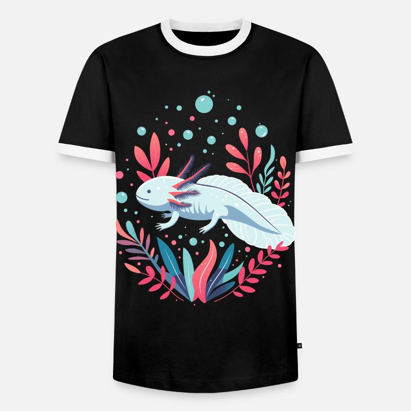 Axolotl - Männer Kontrast-T-Shirt - Schwarz/Weiß