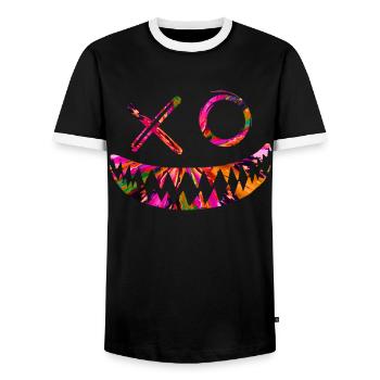 Techno Gift Rave Festival Party Music Tekk EDM - Men's Ringer Shirt - black/white - Front - AI Model Female 172 light (172cm) & AI Model Male 178 light (178cm)