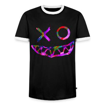 Techno Gift Rave Festival Party Music Tekk EDM - Men's Ringer Shirt - black/white - Front - AI Model Female 172 light (172cm) & AI Model Male 178 light (178cm)
