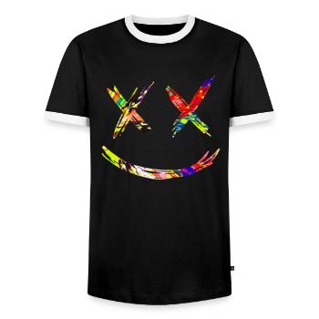 Techno Gift Rave Festival Party Music Tekk EDM - Men's Ringer Shirt - black/white - Front - AI Model Female 172 light (172cm) & AI Model Male 178 light (178cm)