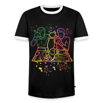 Boxing Fighter Kids Boxing Match Boxer - Men's Ringer Shirt - black/white - Front - AI Model Female 172 light (172cm) & AI Model Male 178 light (178cm)