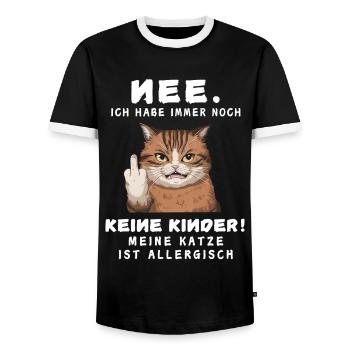 Tshirt chat Drôle Drôle Humour Sarcasme Kitty - T-shirt contrasté Homme - noir/blanc - Devant - AI Model Female 172 light (172cm) & AI Model Male 178 light (178cm)