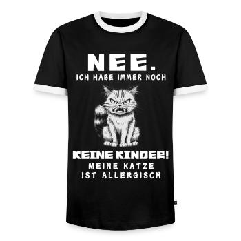 Tshirt chat Drôle Drôle Humour Sarcasme Kitty - T-shirt contrasté Homme - noir/blanc - Devant - AI Model Female 172 light (172cm) & AI Model Male 178 light (178cm)