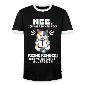 Tshirt chat Drôle Drôle Humour Sarcasme Kitty - T-shirt contrasté Homme - noir/blanc - Devant - AI Model Female 172 light (172cm) & AI Model Male 178 light (178cm)