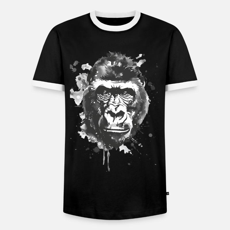 Gorilla - Men's Ringer Shirt - black/white