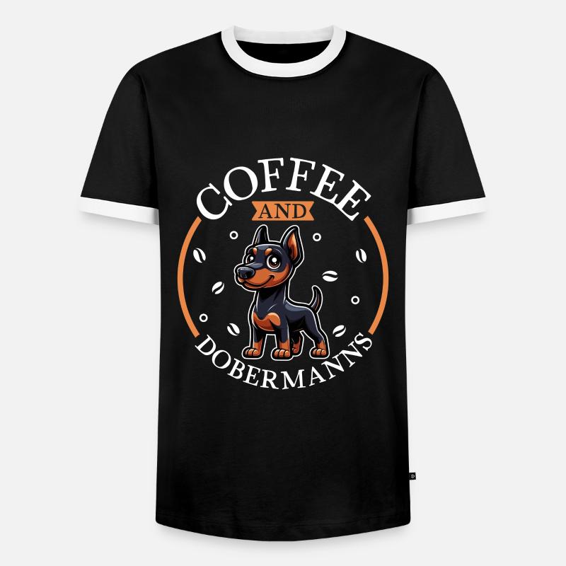 Coffee and Doberman - Men's Ringer Shirt - black/white
