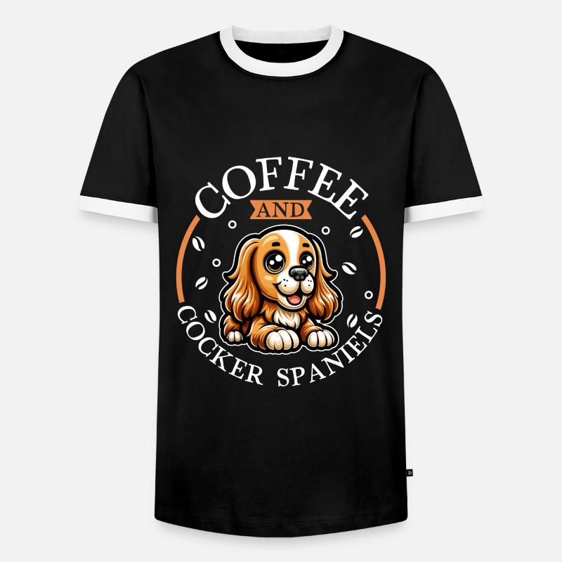 Coffee and English Cocker Spaniel - Men's Ringer Shirt - black/white