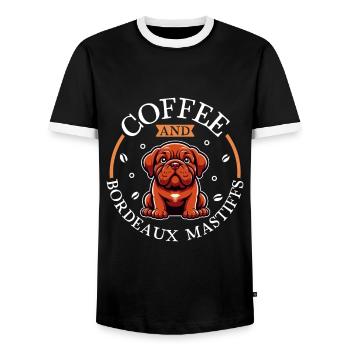Café et Dogue de Bordeaux - T-shirt contrasté Homme - noir/blanc - Devant - AI Model Female 172 light (172cm) & AI Model Male 178 light (178cm)