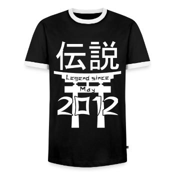 Legend since May 2012 Birthday Gift - Men's Ringer Shirt - black/white - Front - AI Model Female 172 light (172cm) & AI Model Male 178 light (178cm)