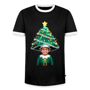 Elf Ugly Christmas Weihnachten Xmas Santa Claus - Männer Kontrast-T-Shirt - Schwarz/Weiß - Vorne - AI Model Female 172 light (172cm) & AI Model Male 178 light (178cm)