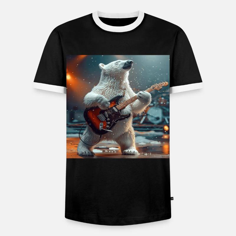 polar bear - Men's Ringer Shirt - black/white