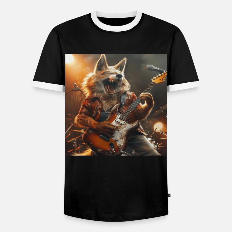 Wolf - Men's Ringer Shirt - black/white