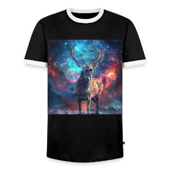 Roe deer - Men's Ringer Shirt - black/white - Front - AI Model Female 172 light (172cm) & AI Model Male 178 light (178cm)