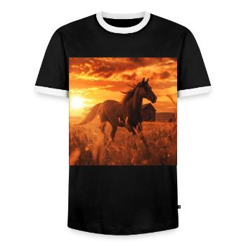Pferd - Männer Kontrast-T-Shirt - Schwarz/Weiß - Vorne - AI Model Female 172 light (172cm) & AI Model Male 178 light (178cm)