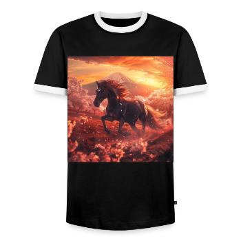 Pferd - Männer Kontrast-T-Shirt - Schwarz/Weiß - Vorne - AI Model Female 172 light (172cm) & AI Model Male 178 light (178cm)