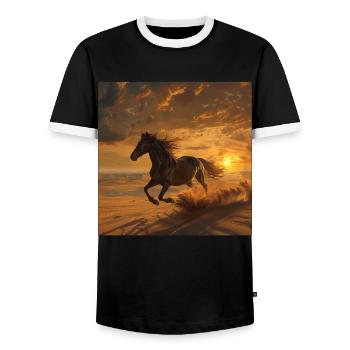 Pferd - Männer Kontrast-T-Shirt - Schwarz/Weiß - Vorne - AI Model Female 172 light (172cm) & AI Model Male 178 light (178cm)