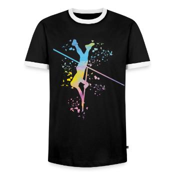 Pole Vaulter Kids Pole Vault - Men's Ringer Shirt - black/white - Front - AI Model Female 172 light (172cm) & AI Model Male 178 light (178cm)