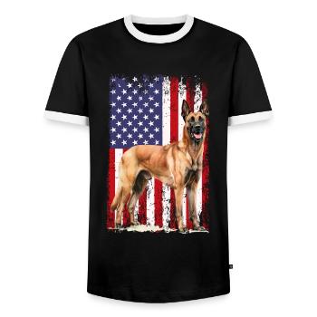Belgian Malinois - Männer Kontrast-T-Shirt - Schwarz/Weiß - Vorne - AI Model Female 172 light (172cm) & AI Model Male 178 light (178cm)