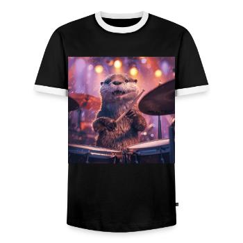 Otter - Men's Ringer Shirt - black/white - Front - AI Model Female 172 light (172cm) & AI Model Male 178 light (178cm)