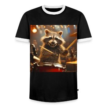 Raton laveur - T-shirt contrasté Homme - noir/blanc - Devant - AI Model Female 172 light (172cm) & AI Model Male 178 light (178cm)