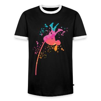 Pole Vaulter Kids Pole Vault - Men's Ringer Shirt - black/white - Front - AI Model Female 172 light (172cm) & AI Model Male 178 light (178cm)