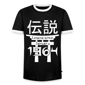 Legend since January 1964 Birthday Gift - Men's Ringer Shirt - black/white - Front - AI Model Female 172 light (172cm) & AI Model Male 178 light (178cm)