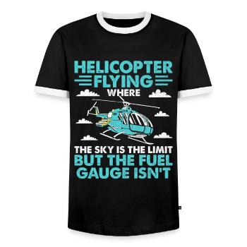 Vol en hélicoptère là où le ciel est la limite Pilote - T-shirt contrasté Homme - noir/blanc - Devant - AI Model Female 172 light (172cm) & AI Model Male 178 light (178cm)