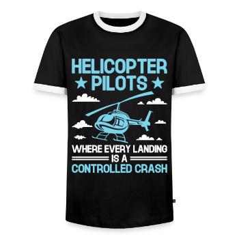 Pilotes d’hélicoptère où chaque atterrissage est un contrôle - T-shirt contrasté Homme - noir/blanc - Devant - AI Model Female 172 light (172cm) & AI Model Male 178 light (178cm)