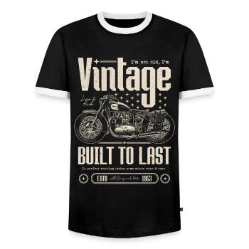 Vintage Motorcycle Bikers Motorbike Birthday 1953 - Men's Ringer Shirt - black/white - Front - AI Model Female 172 light (172cm) & AI Model Male 178 light (178cm)