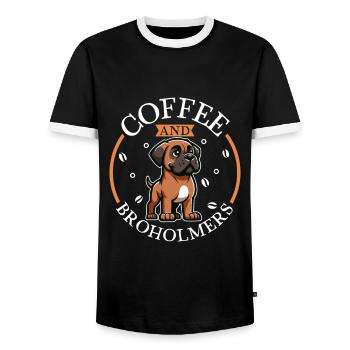 Café et Broholmer - T-shirt contrasté Homme - noir/blanc - Devant - AI Model Female 172 light (172cm) & AI Model Male 178 light (178cm)