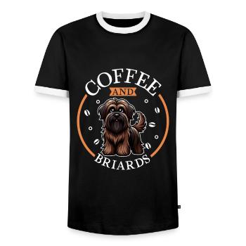 Kaffee und Briard - Männer Kontrast-T-Shirt - Schwarz/Weiß - Vorne - AI Model Female 172 light (172cm) & AI Model Male 178 light (178cm)