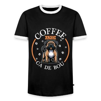 Kaffee und Ca de Bou - Männer Kontrast-T-Shirt - Schwarz/Weiß - Vorne - AI Model Female 172 light (172cm) & AI Model Male 178 light (178cm)