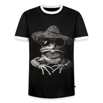 Frog - Men's Ringer Shirt - black/white - Front - AI Model Female 172 light (172cm) & AI Model Male 178 light (178cm)