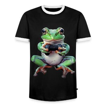 Frog - Men's Ringer Shirt - black/white - Front - AI Model Female 172 light (172cm) & AI Model Male 178 light (178cm)