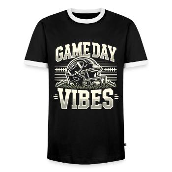 Game Day Vibes-fußballdesign - Männer Kontrast-T-Shirt - Schwarz/Weiß - Vorne - AI Model Female 172 light (172cm) & AI Model Male 178 light (178cm)