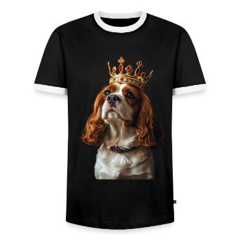 Cavalier King Charles Spaniel - Männer Kontrast-T-Shirt - Schwarz/Weiß - Vorne - AI Model Female 172 light (172cm) & AI Model Male 178 light (178cm)