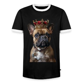 Französische Bulldogge - Männer Kontrast-T-Shirt - Schwarz/Weiß - Vorne - AI Model Female 172 light (172cm) & AI Model Male 178 light (178cm)