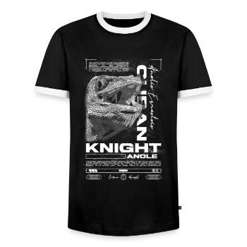 Cuban Knight Anole Reptile Keeper Lizard - Men's Ringer Shirt - black/white - Front - AI Model Female 172 light (172cm) & AI Model Male 178 light (178cm)