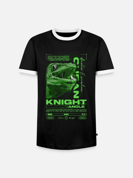 Cubansk ridder Anole Krybdyrvogter Firben - Herre kontrast-T-shirt - sort/hvid