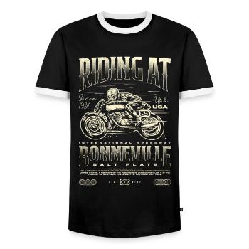 Bonneville Salt Flats Moto Anniversaire 1931 - T-shirt contrasté Homme - noir/blanc - Devant - AI Model Female 172 light (172cm) & AI Model Male 178 light (178cm)