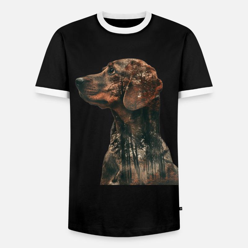 Beagle - Männer Kontrast-T-Shirt - Schwarz/Weiß