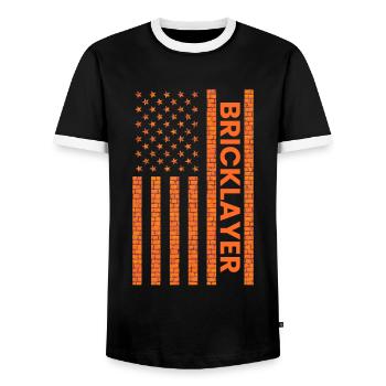 Bricklayer American Flag, brickmason brick masonry - Männer Kontrast-T-Shirt - Schwarz/Weiß - Vorne - AI Model Female 172 light (172cm) & AI Model Male 178 light (178cm)