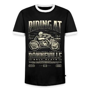 Bonneville Salt Flats Motorcycle Birthday 1954 - Men's Ringer Shirt - black/white - Front - AI Model Female 172 light (172cm) & AI Model Male 178 light (178cm)