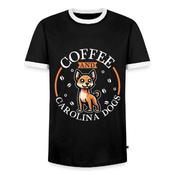 Coffee and Carolina Dog - Men's Ringer Shirt - black/white - Front - AI Model Female 172 light (172cm) & AI Model Male 178 light (178cm)