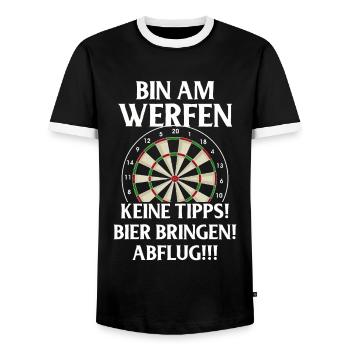Cadeau de fléchettes Jeu de fléchettes Bullseye - T-shirt contrasté Homme - noir/blanc - Devant - AI Model Female 172 light (172cm) & AI Model Male 178 light (178cm)