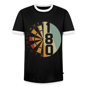 Dart Gift Dartboard Darts Player Bullseye - Men's Ringer Shirt - black/white - Front - AI Model Female 172 light (172cm) & AI Model Male 178 light (178cm)