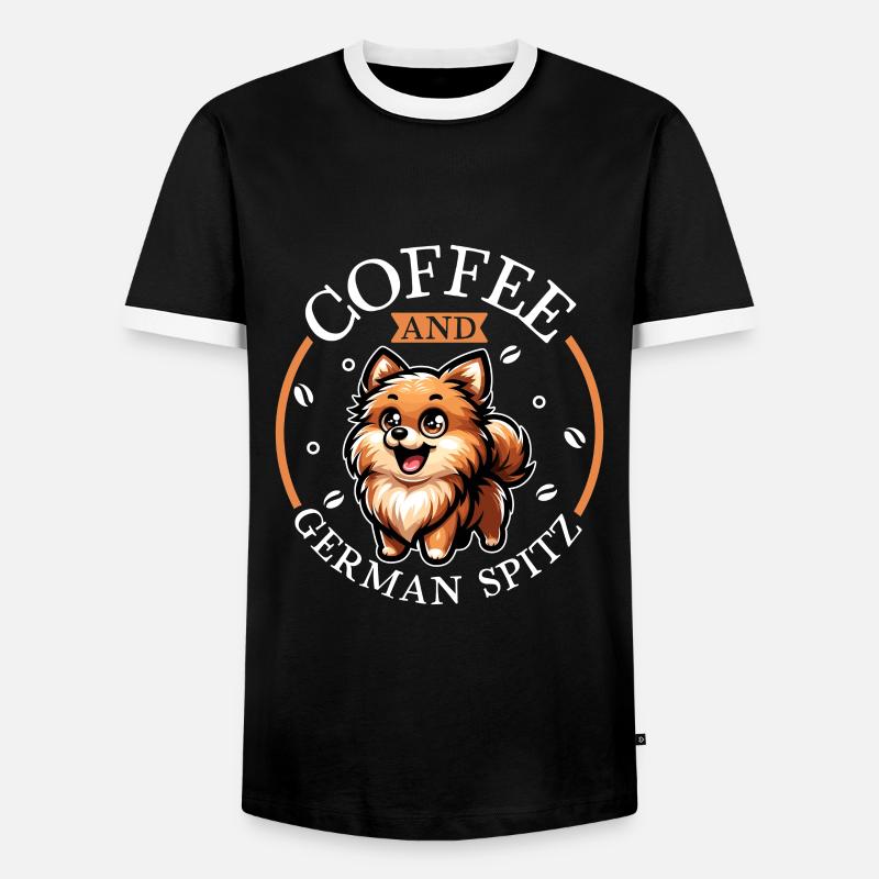 Kaffee und Deutscher Spitz - Männer Kontrast-T-Shirt - Schwarz/Weiß